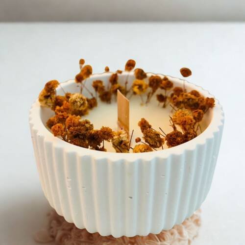 Jar with gardenia flowers